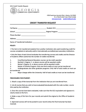 GCU Credit Transfer Request Form