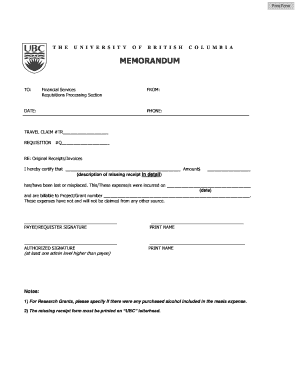 Travel Claim for Lost Receipts