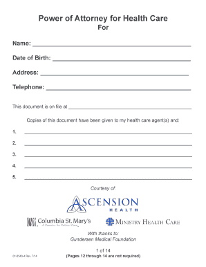 Wisconsin Power of Attorney for Health Care