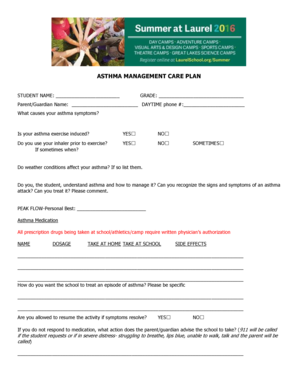 Asthma Management Care Plan