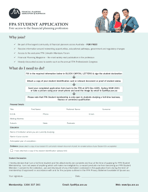 FPA Student Application Form
