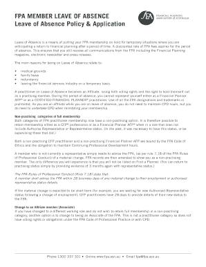 FPA Member Leave of Absence Application