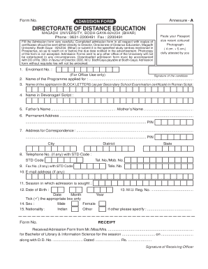 Magadh University Admission Form