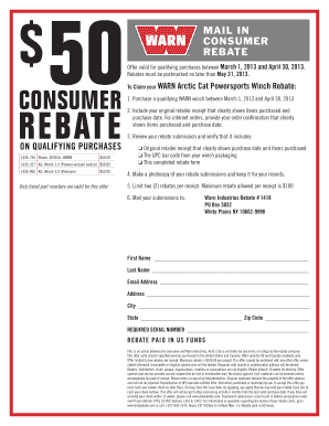 WARN Arctic Cat Powersports Winch Rebate Form