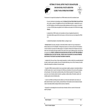 Ohio High School Athletic Association Medical History Form