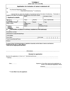 Form 6 Application for Electoral Roll Inclusion
