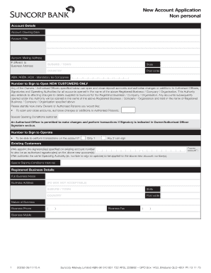 Suncorp New Account Application Form