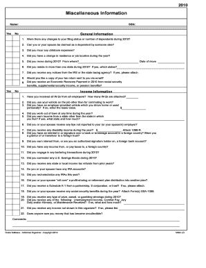 2010 US Federal Tax Organizer