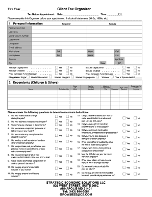 Tax Year Client Tax Organizer
