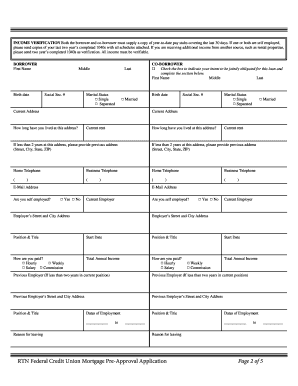 RTN Federal Credit Union Mortgage Pre-Approval Application