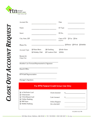 Close Out Account Request