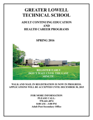 Adult Education Brochure - Greater Lowell Technical High School