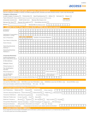 Account Opening Form for Business Entities