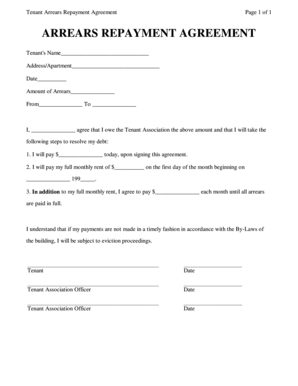 Tenant Arrears Repayment Agreement