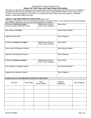 Ohio Child Abuse and Neglect Report Request