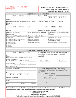New York Birth Record Application