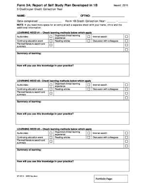 Form 3A Self Study Plan Report