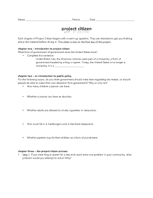 Project Citizen Warm-Up Questions