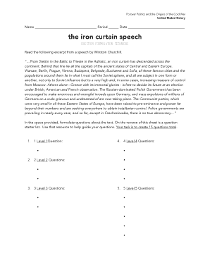 Iron Curtain Speech Analysis Worksheet