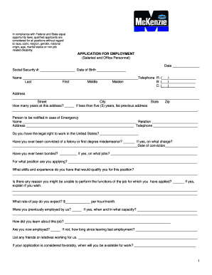 US Federal Employment Application Form