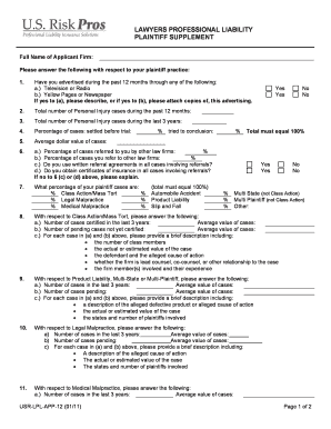 Lawyers Professional Liability Plaintiff Supplement