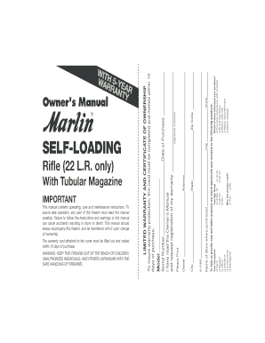 Marlin Firearms Limited Warranty and Certificate of Ownership
