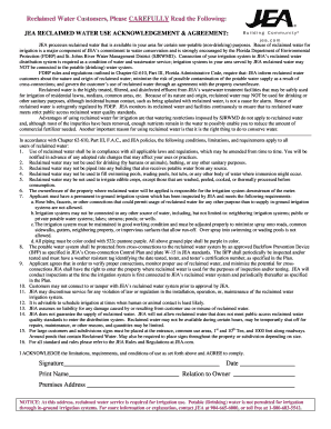 JEA Reclaimed Water Use Agreement