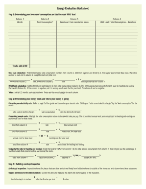 Energy Evaluation Worksheet