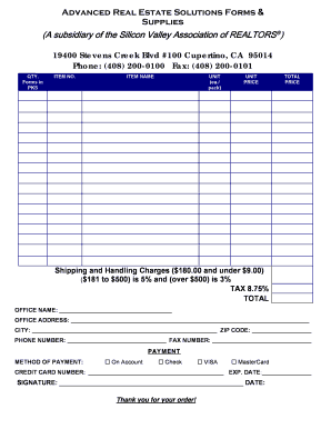 Real Estate Order Form