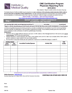 California Physician CME Reporting Form