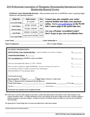 PATH Intl. Center Membership Renewal Invoice