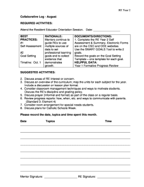 Resident Educator Year 2 Collaborative Log