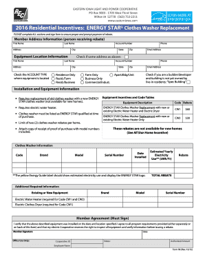 ENERGY STAR Clothes Washer Replacement Form