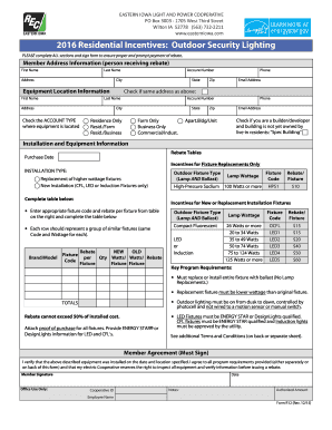 Residential Outdoor Security Lighting Rebate Form