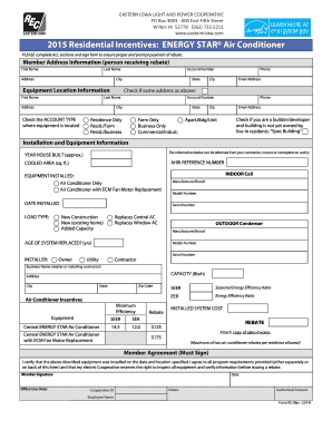 2015 Residential ENERGY STAR Air Conditioner Rebate Form