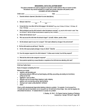 Behavioral Data Collection Sheet