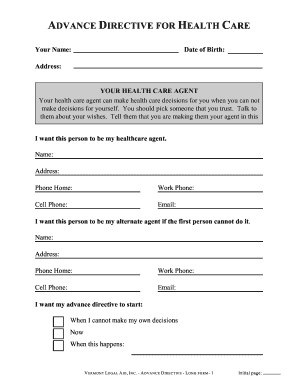 Advance Directive for Health Care