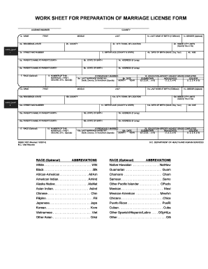 Marriage License Application Form