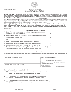 Georgia Withholding Certificate for Pension or Annuity Payments