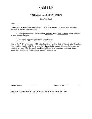 Probable Cause Statement