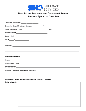 Autism Spectrum Disorder Treatment Plan