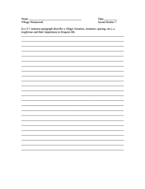 Social Studies 7 Village Homework