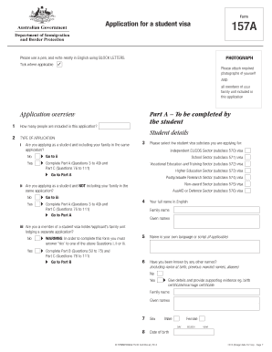 Australian Student Visa Application Form 157A