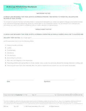 Florida Real Estate Brokerage Relationship Disclosure