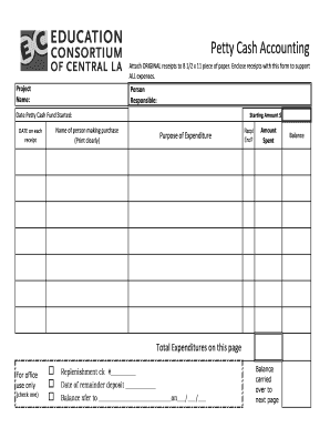 Petty Cash Accounting Form