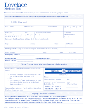 Lovelace Medicare Plan Enrollment Form