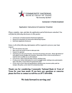 Commercial 1-4 Family Investment Real Estate Application