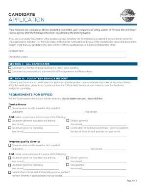 Toastmasters District Office Candidate Application Form