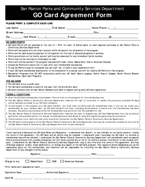 San Ramon GO Card Agreement Form