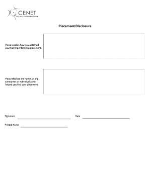 Placement Disclosure Form